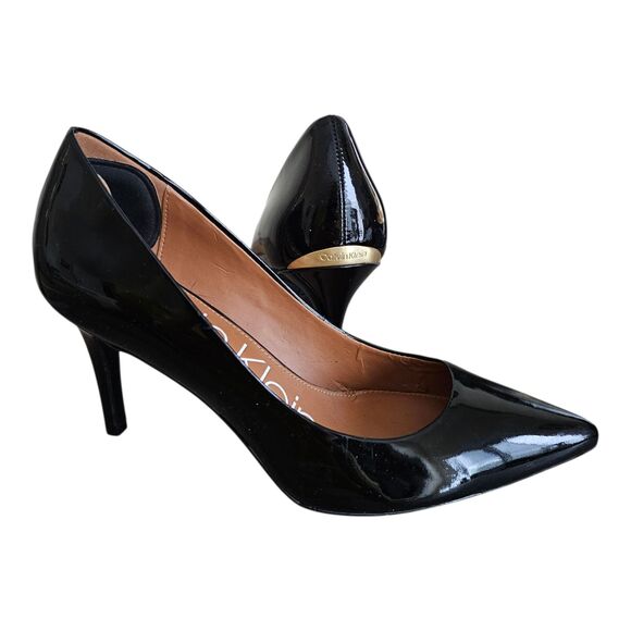 Calvin Klein Shoes - Calvin Klein GAYLE Black Patent Leather Heels Women's 6.5M Pumps Work Office